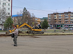 Начаты работы по благоустройству площади ДК «Прогресс»