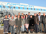 Участники реставрационных и благоустроительных работ в ДВ авиа музейно-выставочном центре, г. Арсеньев, октябрь 2020 года