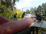В Арсеньеве проведена реставрация истребителя МИГ-15, установленного на постаменте возле колледжа ДВФУ